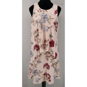 Lauren Ralph Lauren Size 12 Pink Floral‎ Layered Sleeveless Crepe Dress Womens